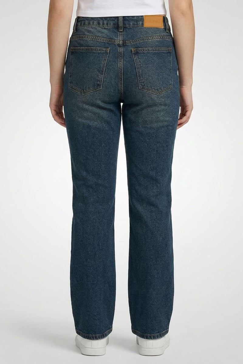 MONKI Women Regular Fit Washed Stretchable Jeans, Washed Blue - Image 4