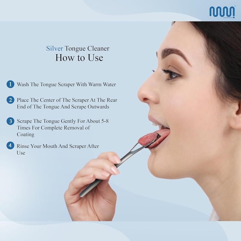 MasterMedi Tongue Scraper for Adults, 100% Stainless Steel for Bad Breath, Easy to Use, Tongue Cleaner for Oral Care (Pack of 3 with 1 Case) - Image 5