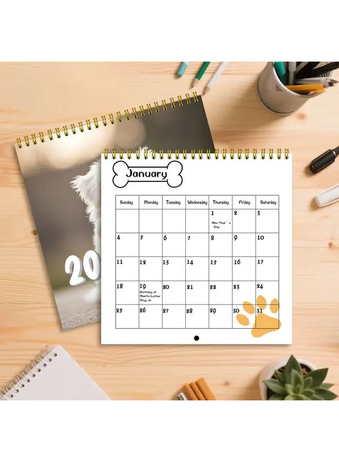 2026 Cute Dog Illustration Monthly Daily Planner Spiral Binding Portable Time Organizer - Image 5