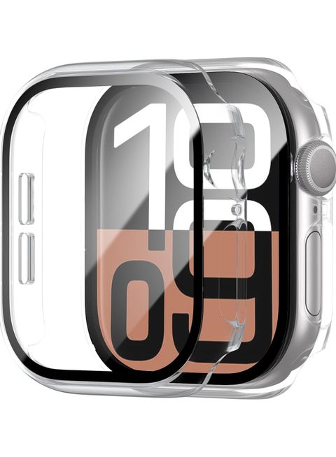Compatible for Apple Watch Series 10 (2024) 46mm, Tempered Glass Case Hard PC Screen Protector Protection Ultra-Thin Lightweight Scratch-Resistant Cover- Clear