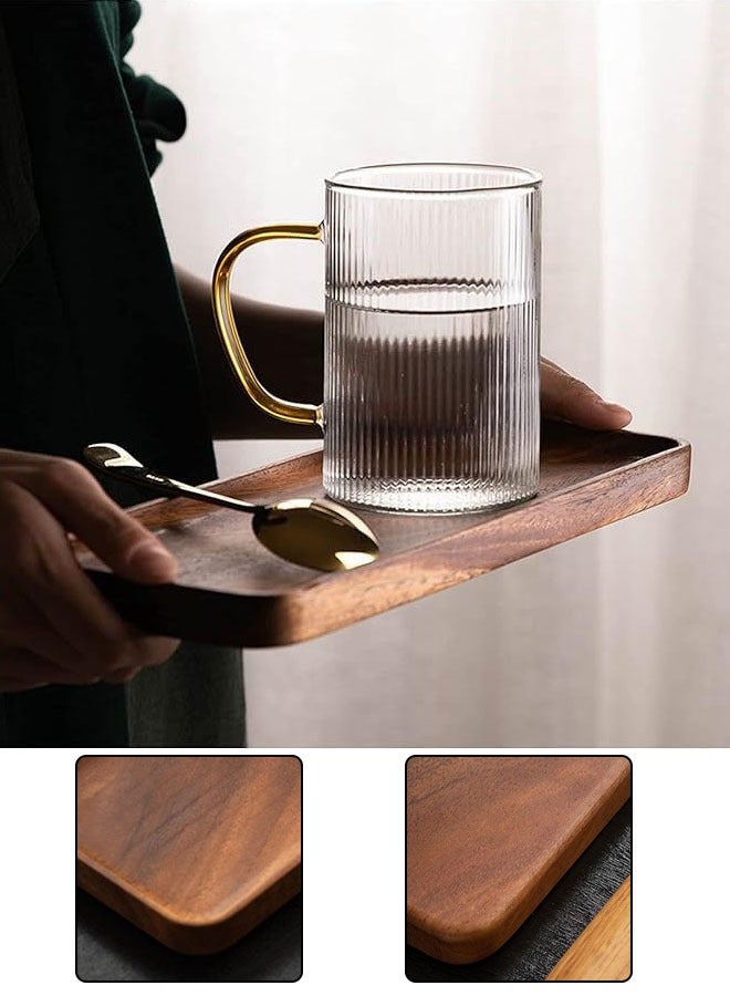 Hanayo Wood Serving Tray Classic Kitchen Tray for Home Decor Rectangular Walnut Wood Small Serving Plate Snack Tray Breakfast Tray Stylish Farmhouse Decor Serving Platters Food Tray(Brown) - Image 4