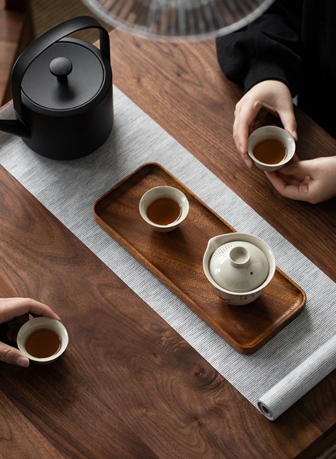 Hanayo Wood Serving Tray Classic Kitchen Tray for Home Decor Rectangular Walnut Wood Small Serving Plate Snack Tray Breakfast Tray Stylish Farmhouse Decor Serving Platters Food Tray(Brown) - Image 2