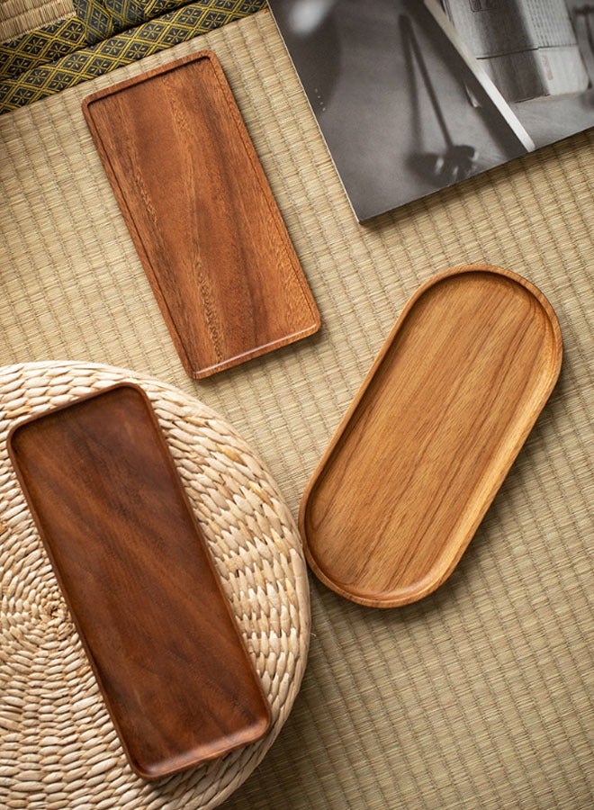 Hanayo Wood Serving Tray Classic Kitchen Tray for Home Decor Rectangular Walnut Wood Small Serving Plate Snack Tray Breakfast Tray Stylish Farmhouse Decor Serving Platters Food Tray(Brown) - Image 5