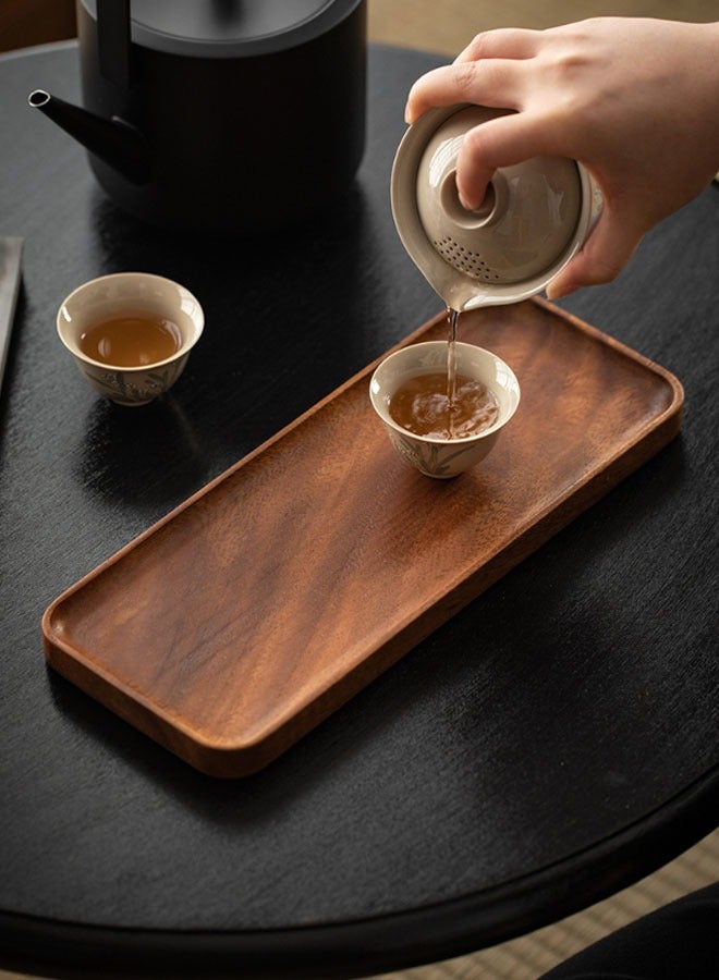 Hanayo Wood Serving Tray Classic Kitchen Tray for Home Decor Rectangular Walnut Wood Small Serving Plate Snack Tray Breakfast Tray Stylish Farmhouse Decor Serving Platters Food Tray(Brown) - Image 3