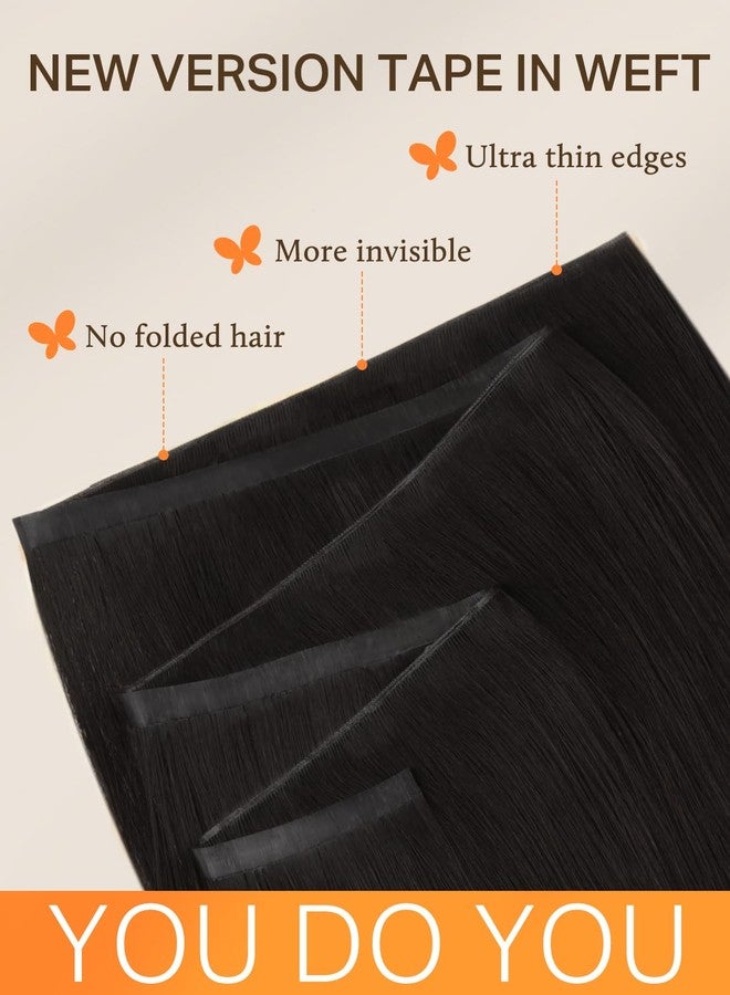 DOORES Tape in Weft Hair Extensions Human Hair, Dark Brown 18 Inch 50g, Wide PU Long Seamless Weft Tape in Remy Extensions Quick Wear - Image 2