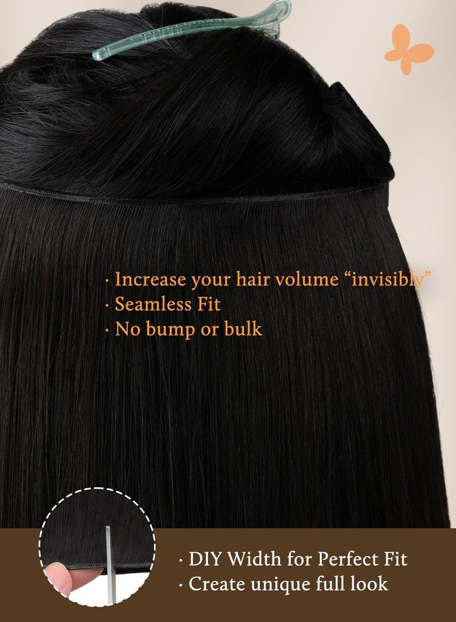 DOORES Tape in Weft Hair Extensions Human Hair, Dark Brown 18 Inch 50g, Wide PU Long Seamless Weft Tape in Remy Extensions Quick Wear - Image 4