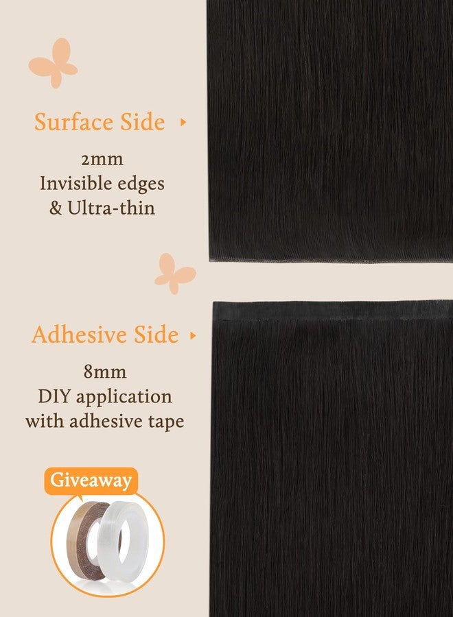 DOORES Tape in Weft Hair Extensions Human Hair, Dark Brown 18 Inch 50g, Wide PU Long Seamless Weft Tape in Remy Extensions Quick Wear - Image 3