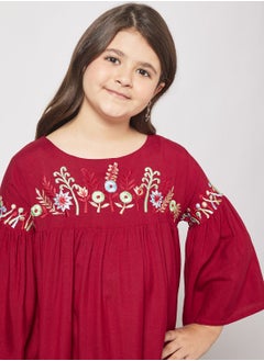 HANA & SARA Kids Embroidered Tassel Detail Jalabiya  - Image 3