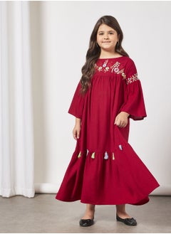 HANA & SARA Kids Embroidered Tassel Detail Jalabiya  - Image 4