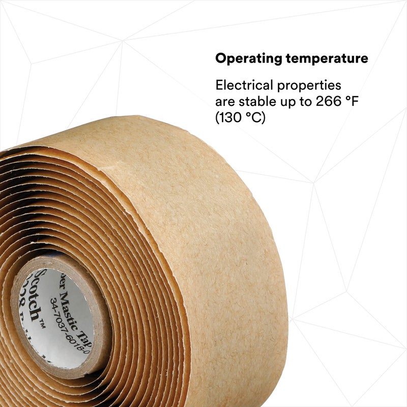 3M Scotch Rubber Mastic Tape 2228, 1 in x 10 ft, Black, Conformable, Selfâ€“Fusing, Electrical Insulating, Moisture Sealing, Indoor and Outdoor Applications, 65 mil thick, 1 Roll - Image 4