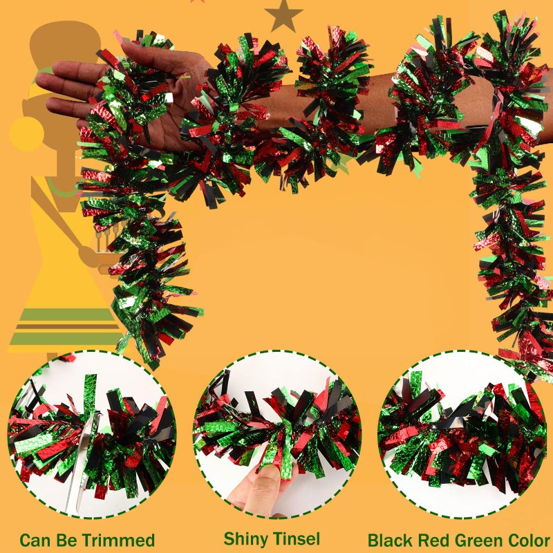 MARFOREVER Black History Month Decorations Garland, Red Green Black Tinsel Twist Garland African Heritage Holiday Hanging Supplies for Artificial Party Indoor Outdoor Home Decor, 3 Pcs 19.7 Ft - Image 3