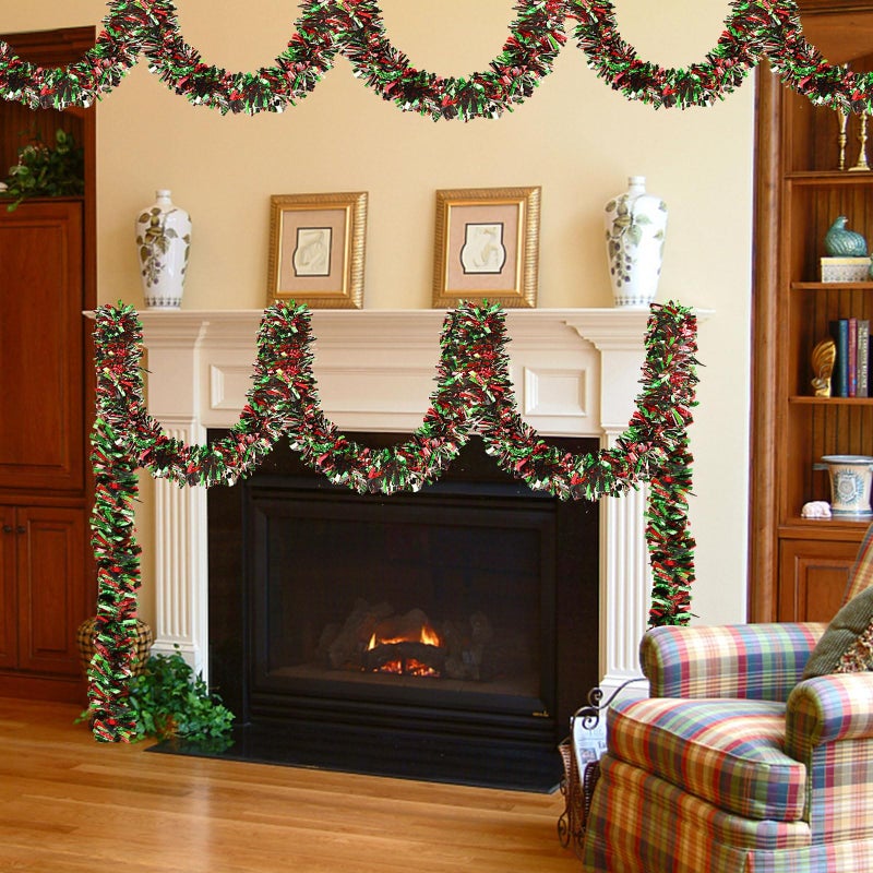 MARFOREVER Black History Month Decorations Garland, Red Green Black Tinsel Twist Garland African Heritage Holiday Hanging Supplies for Artificial Party Indoor Outdoor Home Decor, 3 Pcs 19.7 Ft - Image 4