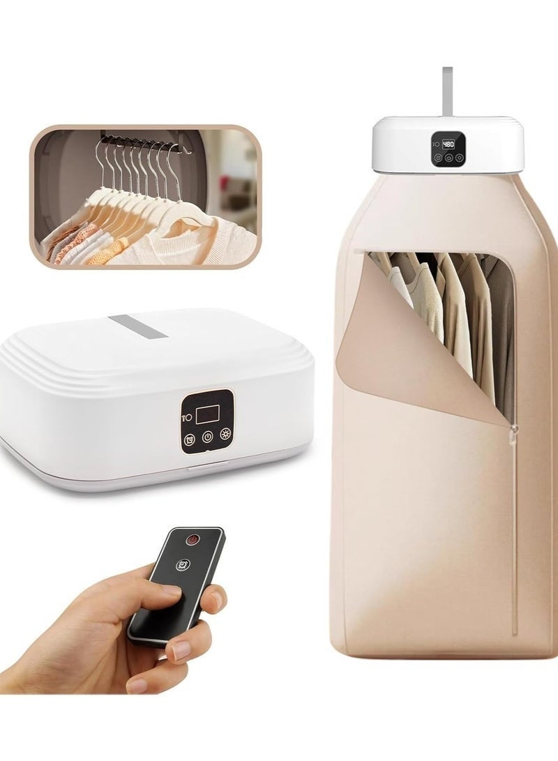 Denx Portable clothes dryer, expandable electric dryer, large capacity, clothes drying machine with drying bag and timer setting. - Image 1