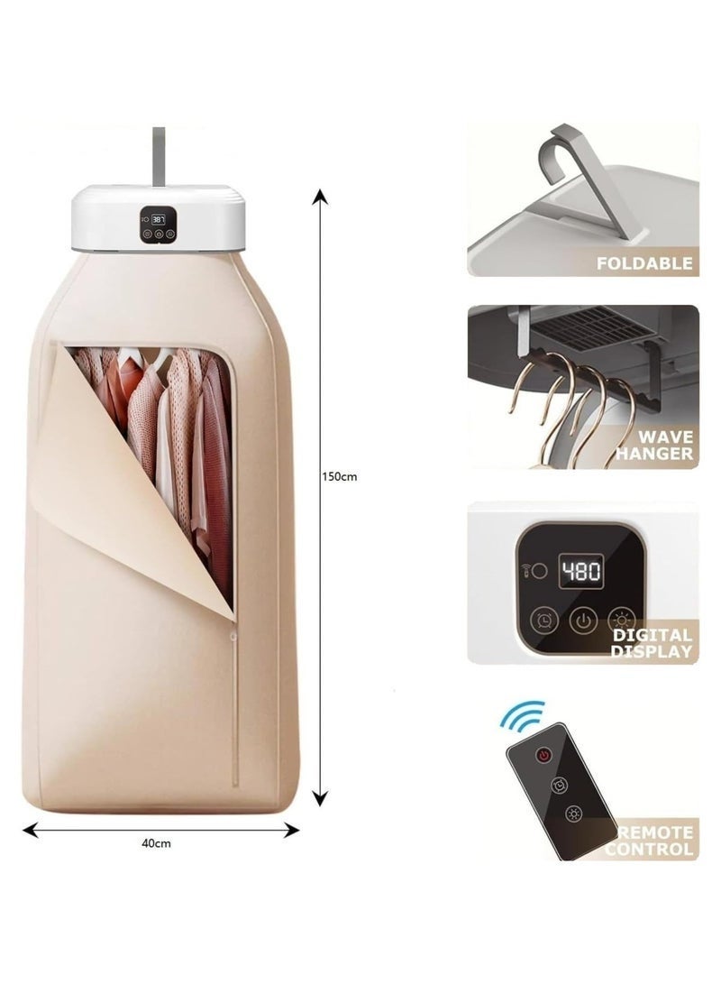 Denx Portable clothes dryer, expandable electric dryer, large capacity, clothes drying machine with drying bag and timer setting. - Image 2