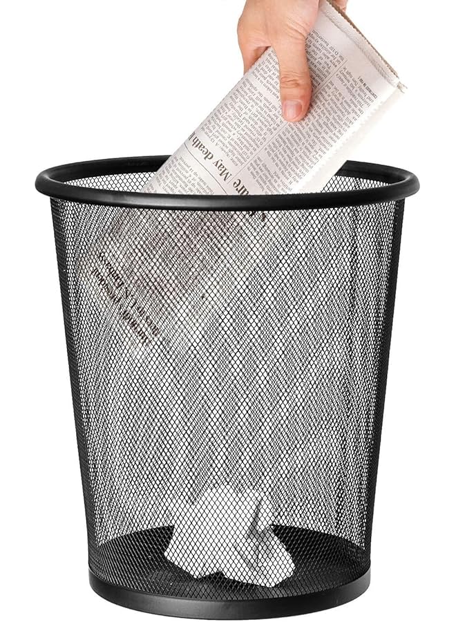 erorex Metal Circular Bin Wastebasket Mesh Waste Rubbish Paper Trash Can Garbage Bucket For Bedroom Bathroom Home Offices Random Color - Image 2
