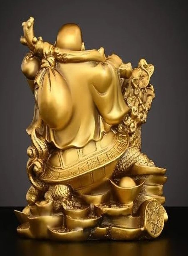 INARA Creation Laughing Buddha Showpiece for Money and Good Luck - 5 Inch, Sitting on Dragon Tortoise Carrying Golden Ingot for Happiness, Positivity, Wealth & Fortune - Image 5