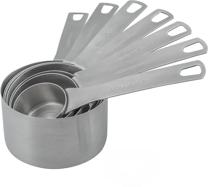 Smithcraft Measuring Cups Set for Kitchen and Baking Tools Stainless Steel Measuring Cups Set 188304 Steel Material Heavy Duty 7 Measuring Cups and 1 Ring Set of 8