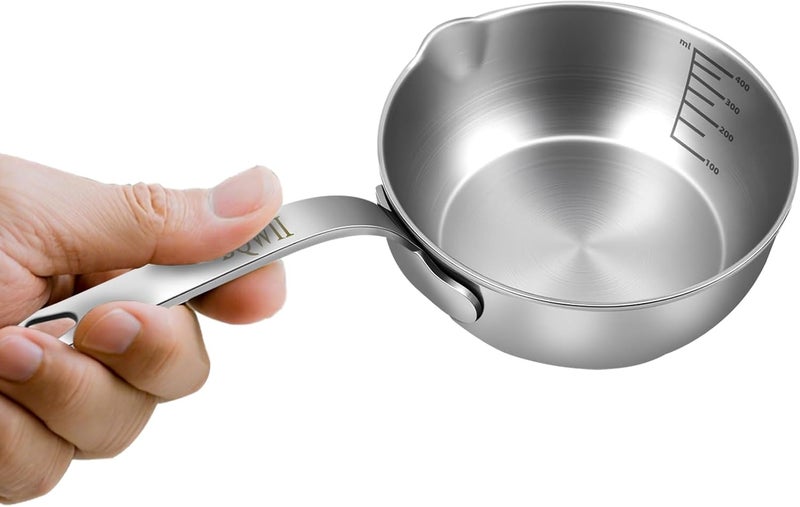 BQWII 18/10 Stainless Steel Butter Warmer, 13.5 fl oz (400ml), Ideal for Heating Milk, Butter, Sauces, Baby Food, Coffee, Chocolate, Egg Pan, Compatible with Induction & Gas Stovetops - Image 1