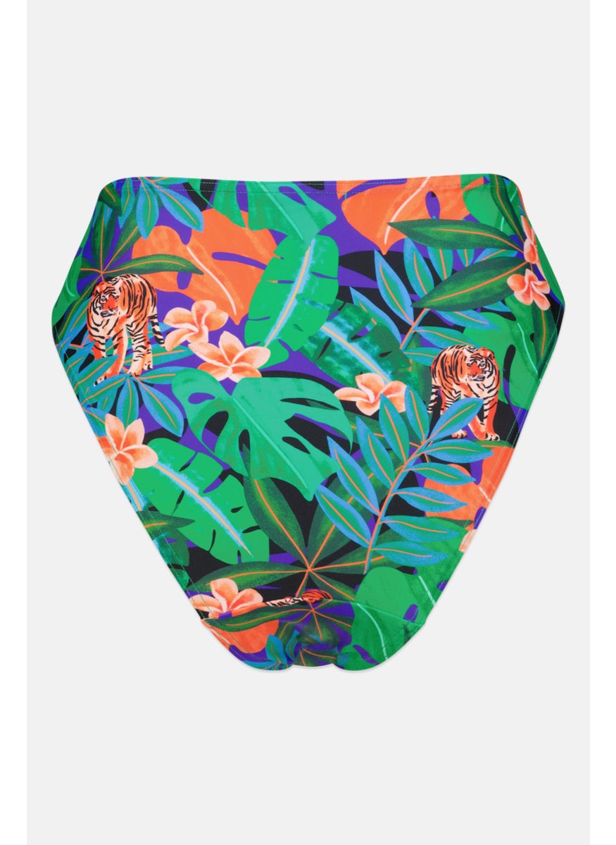 Figleaves - Women  Animal Thong Bikini Bottom, Green Combo - Image 1