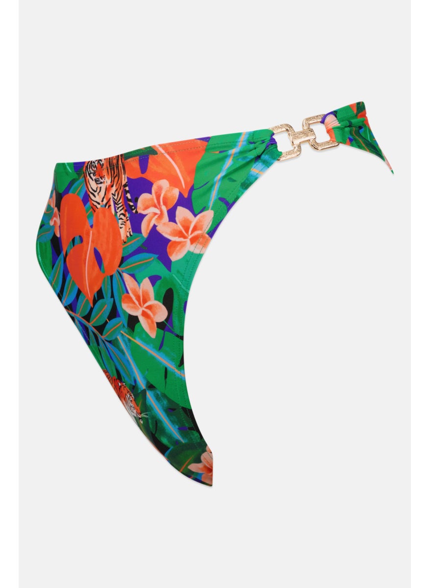 Figleaves - Women  Animal Thong Bikini Bottom, Green Combo - Image 1