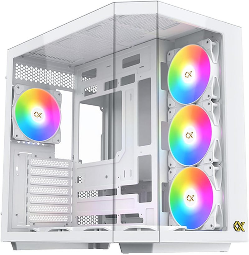 Xigmatek Cubi II علبة ألعاب، مع 7 أضواء ARGB، USB-C x1، منافذ USB 3.0 x2، فتحات HDD/SSD (ARCTIC)