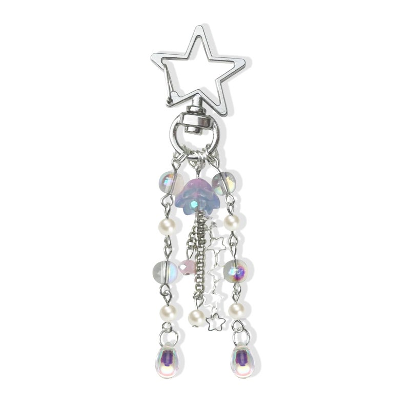 Agromusk Jellyfish Keychain,Cute Y2K Car Keychains for Women Girls Jellyfish Bag Charms Purse Accessories Star Jelly Decor (Pink Blue) - Image 1