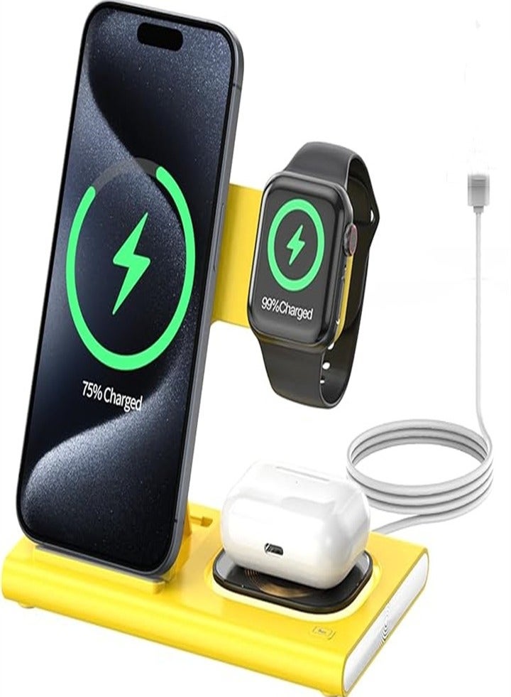 محطة شحن مطورة 3 في 1، شاحن قابل للطي، مناسب للهواتف المحمولة من Apple والساعات وسماعات الرأس، شحن ثلاثة في واحد، سهل الحمل، مناسب للسفر والفنادق التجارية - Image 1
