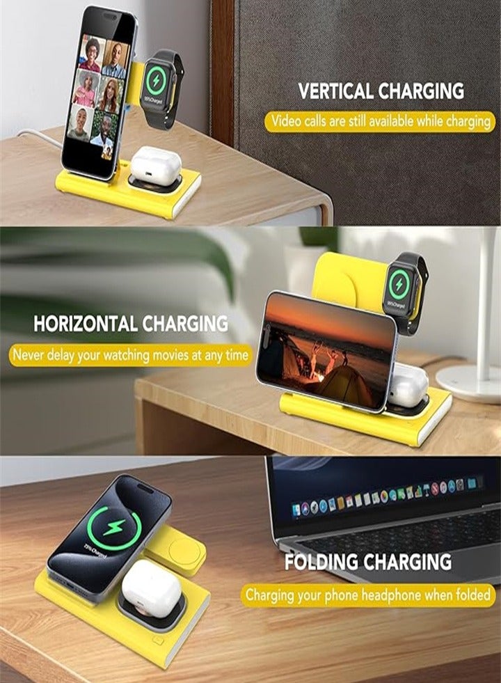 محطة شحن مطورة 3 في 1، شاحن قابل للطي، مناسب للهواتف المحمولة من Apple والساعات وسماعات الرأس، شحن ثلاثة في واحد، سهل الحمل، مناسب للسفر والفنادق التجارية - Image 3