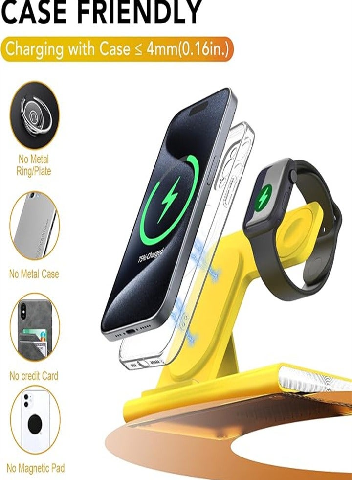 محطة شحن مطورة 3 في 1، شاحن قابل للطي، مناسب للهواتف المحمولة من Apple والساعات وسماعات الرأس، شحن ثلاثة في واحد، سهل الحمل، مناسب للسفر والفنادق التجارية - Image 5