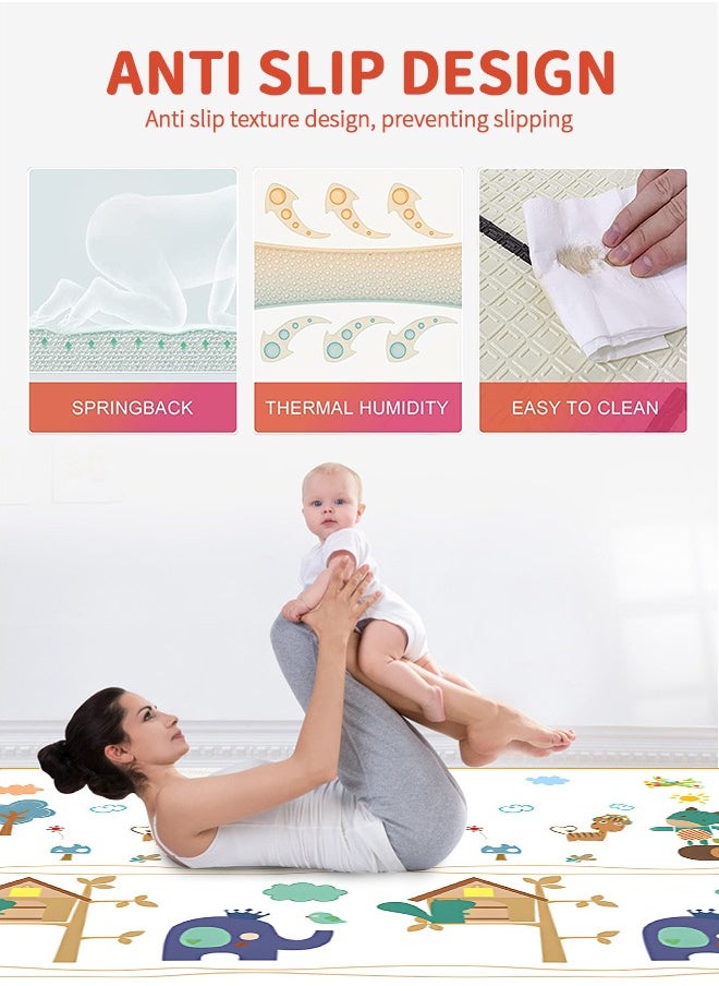GROIC - Baby Play Mat,Large Waterproof Foam Foldable Baby Crawling Mat Gym Activity with Reversible Double-Sided Patterns,Anti-Slip Floor Playing Mats 1.5*1.8M - Image 1