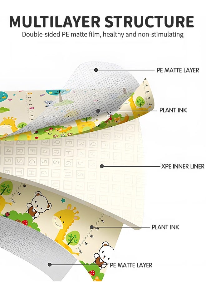 GROIC - Baby Play Mat,Large Waterproof Foam Foldable Baby Crawling Mat Gym Activity with Reversible Double-Sided Patterns,Anti-Slip Floor Playing Mats 1.5*1.8M - Image 1