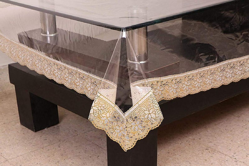 Kuber Industries Exclusive Table Cloth|PVC Center Table Cover|Table Sheet for Dining, Party, Events|Waterproof Protector|Indoor and Outdoor Use 60x40 (Gold Lace) - Image 4