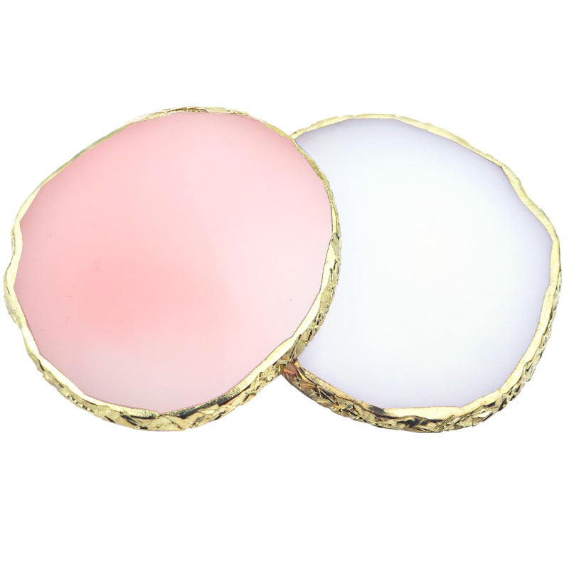 TKYZMS 2Pcs Resin Nail Art Palette,Nail Polish Palette,Gold Edge Nails Holder Display Board,Cosmetic Mixing Tools for Nails Art(White,Pink) - Image 1