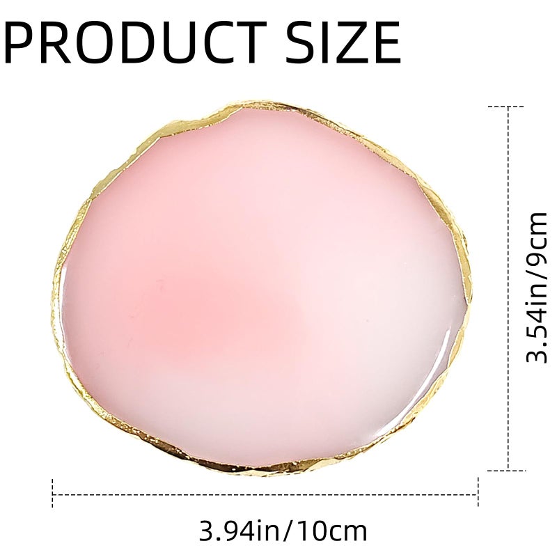 TKYZMS 2Pcs Resin Nail Art Palette,Nail Polish Palette,Gold Edge Nails Holder Display Board,Cosmetic Mixing Tools for Nails Art(White,Pink) - Image 3