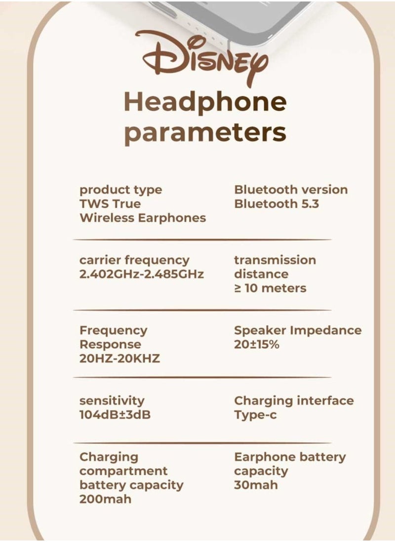 Disney - QS-T10 Clip-On Wireless Bluetooth 5.3 Kids Headphones Smart Touch Strawberry Bear - Image 1