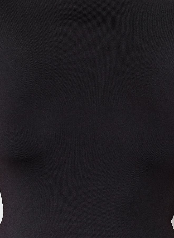 trendyol Black Fitted Boat Neck Stretchy Snap Fastener Knitted Bodysuit - Image 4