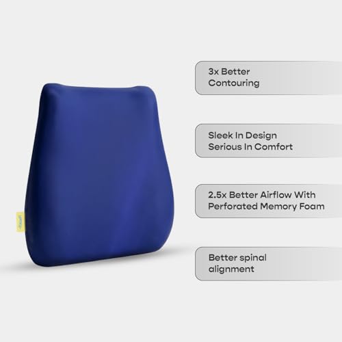 SleepyCat Slim Back Cushion | Breathable Support Car Seats | Perforated Memory Foam | Slim Ergonomic Design | Anti-Skid Base | Washable Nylon Cover | Modern Comfort Support | Blue - Image 4