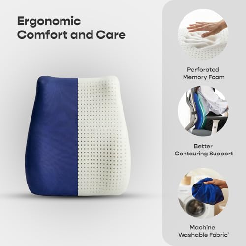 SleepyCat Slim Back Cushion | Breathable Support Car Seats | Perforated Memory Foam | Slim Ergonomic Design | Anti-Skid Base | Washable Nylon Cover | Modern Comfort Support | Blue - Image 3