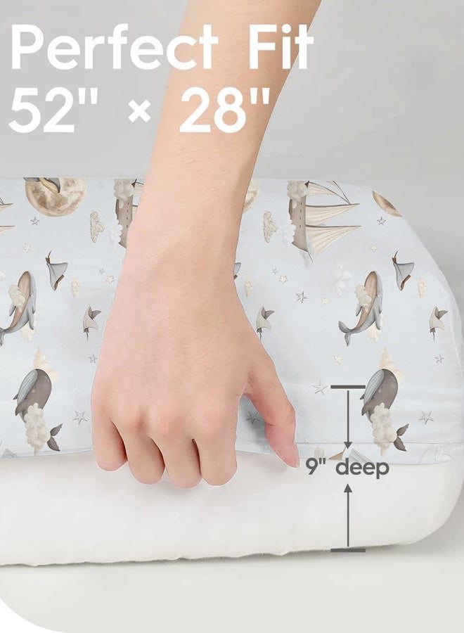TOTBASIC Premium Fitted Baby Boy Crib Sheets for Standard Crib Mattress - Ultra-Soft Jersey Knit Crib Mattress Sheet, Safe and Snug, Durable, Stylish Crib Sheet, 28''x52''x9'' Extra Deep Pocket (Whale Dreams) - Image 5