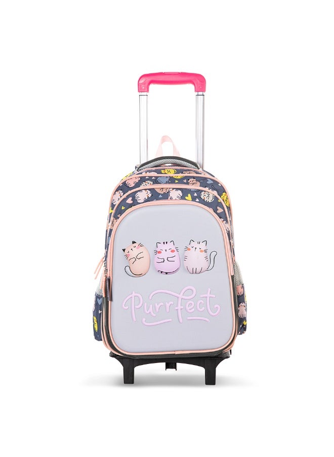 Eazy Kids Eazy Kids School Bag w/ Trolley, Pencil Case 16" - Purrfect Grey  - Image 2