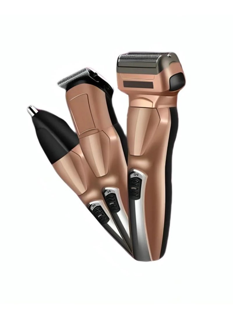DENX DX1339 3‑in‑1 Electric Grooming Kit – Shave, Trim & Nose Hair, USB Rechargeable, Waterproof - Image 1