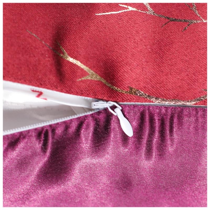 Vendola Decorative Foil Blackout Cushion Cover 24 Inch x 24 Inch, Sofa Pillow Cover Set, Maroon Color, Foil Shimmer Glittery Pattern, Diwali Festive, (Maroon, 24X24 Inches, Set of 2) - Image 4