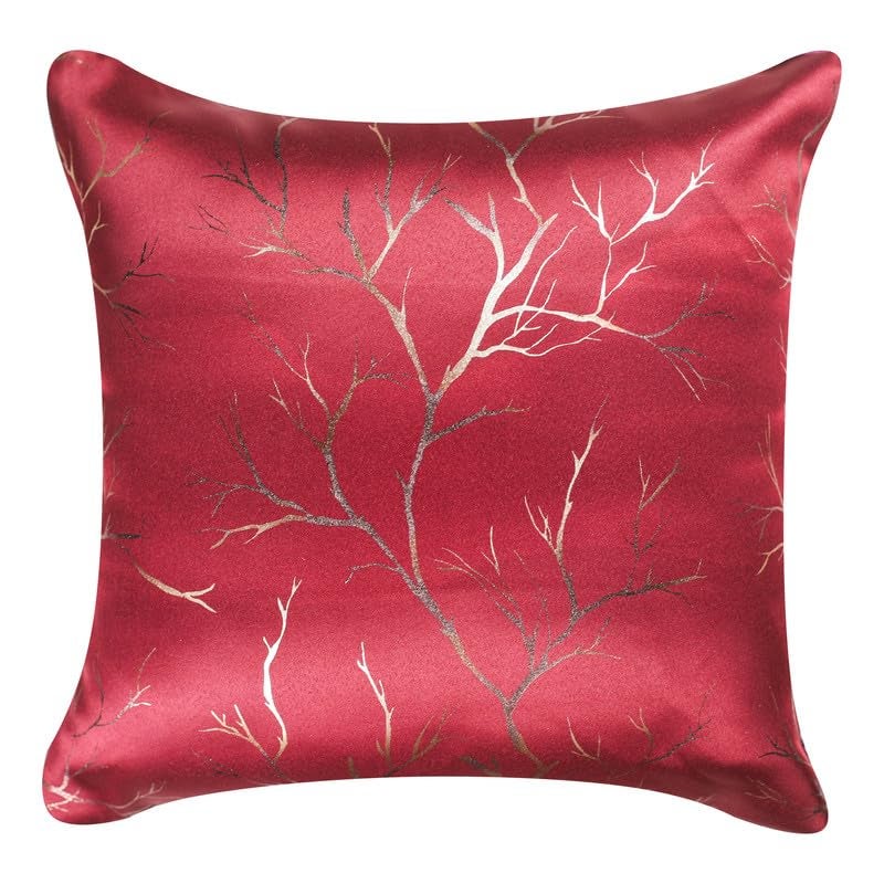 Vendola Decorative Foil Blackout Cushion Cover 24 Inch x 24 Inch, Sofa Pillow Cover Set, Maroon Color, Foil Shimmer Glittery Pattern, Diwali Festive, (Maroon, 24X24 Inches, Set of 2) - Image 2