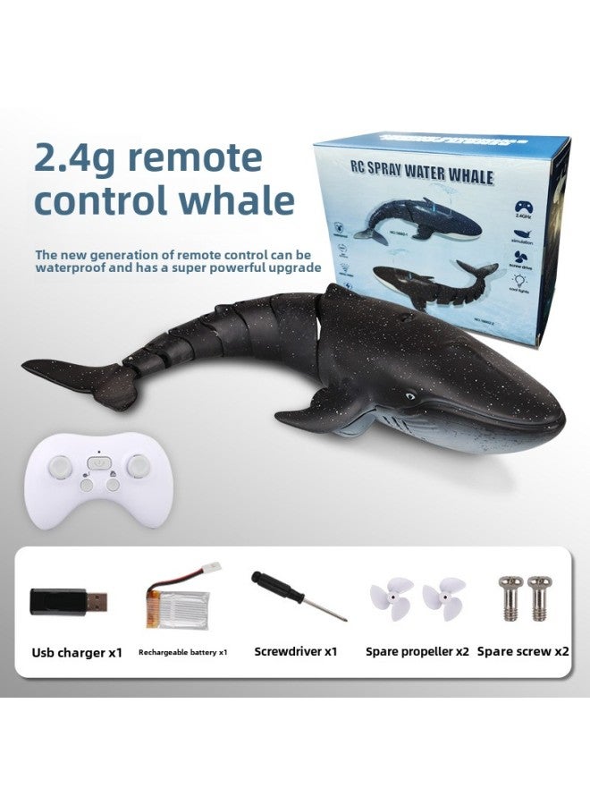 Electric Remote Control Shark Water Spray Light Whale Can Be Launched 24G Remote Control Boat Children's Toy Girl Bag Metal-Color:Sperm Whale Black (upgraded Water Spray/light/extended)-Specification:Official Standard Configuration  - Image 1