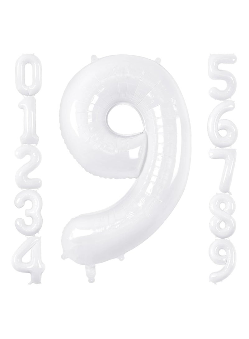 ThePartyPopper White Number Balloons 40 Inch Helium Number 9 Balloon for Birthday Party Anniversary Decoration  - Image 1