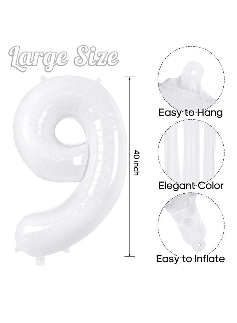 ThePartyPopper White Number Balloons 40 Inch Helium Number 9 Balloon for Birthday Party Anniversary Decoration  - Image 2