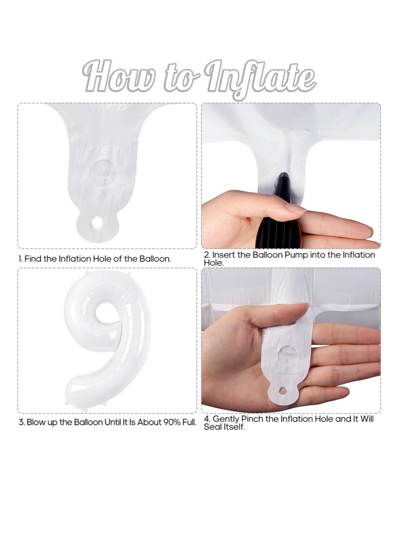 ThePartyPopper White Number Balloons 40 Inch Helium Number 9 Balloon for Birthday Party Anniversary Decoration  - Image 3