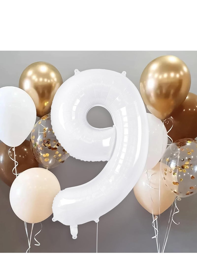 ThePartyPopper White Number Balloons 40 Inch Helium Number 9 Balloon for Birthday Party Anniversary Decoration  - Image 4