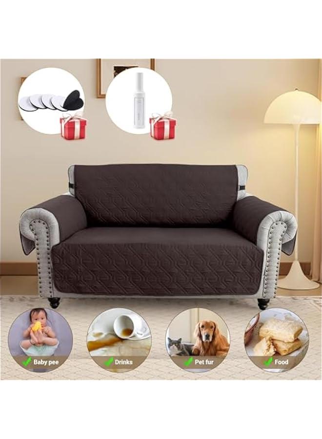 ميكسد RCCO Sofa Covers Waterproof Couch Cover Non-Slip Quilted Sofa Slipcover for Dogs Furniture Protector Cover for Pets with Adjustable Strap Washable (Brown, Two Seats) - Image 2