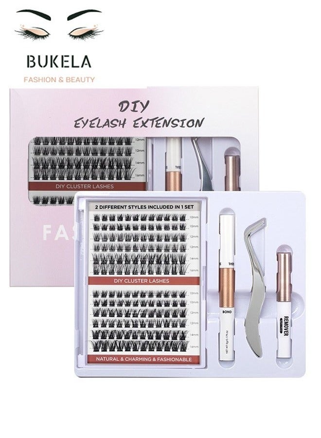Bukela False Lashes Individual Eyelashes 144 Root Cluster Lashes DIY Eyelash Extension Fake Lashes Natural Look Reusable Lashes - Image 1